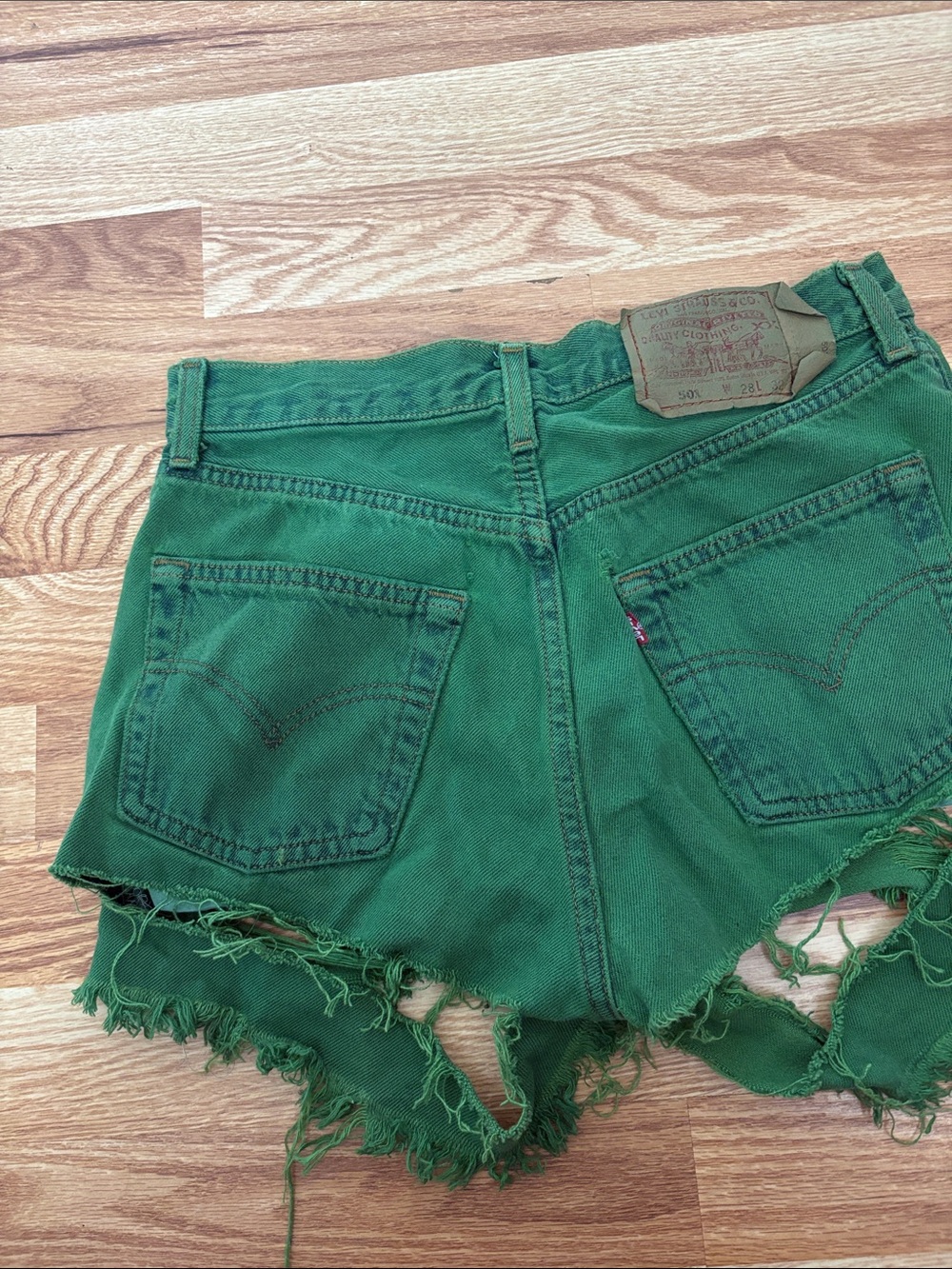 levi strauss & co green jean shorts size 28 - Picture 9 of 16